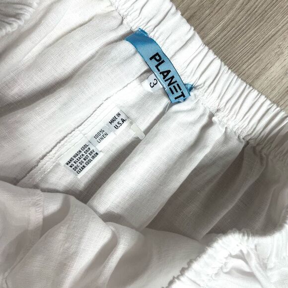 PLANET by Lauren G 100% linen pull on pants Size 3 US‎ 14 white lagenlook boho - Picture 4 of 11